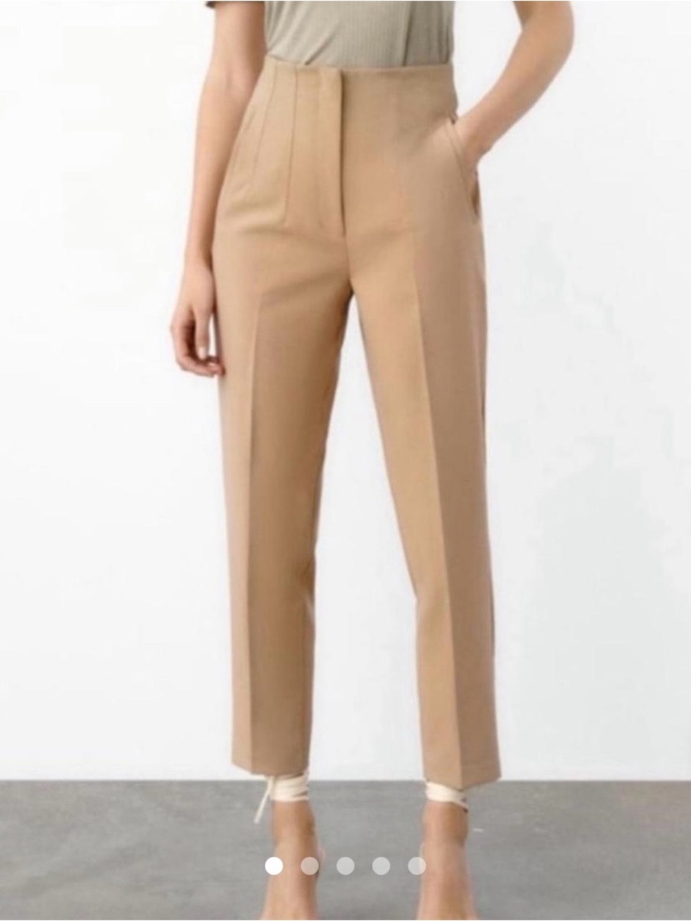 Zara High-Waist Tailored Ankle Pants - Camel